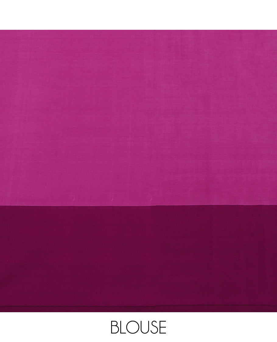 Pink jacquard kancheepuram wedding silksaree, contrast chakram design border & pallu of jaal design