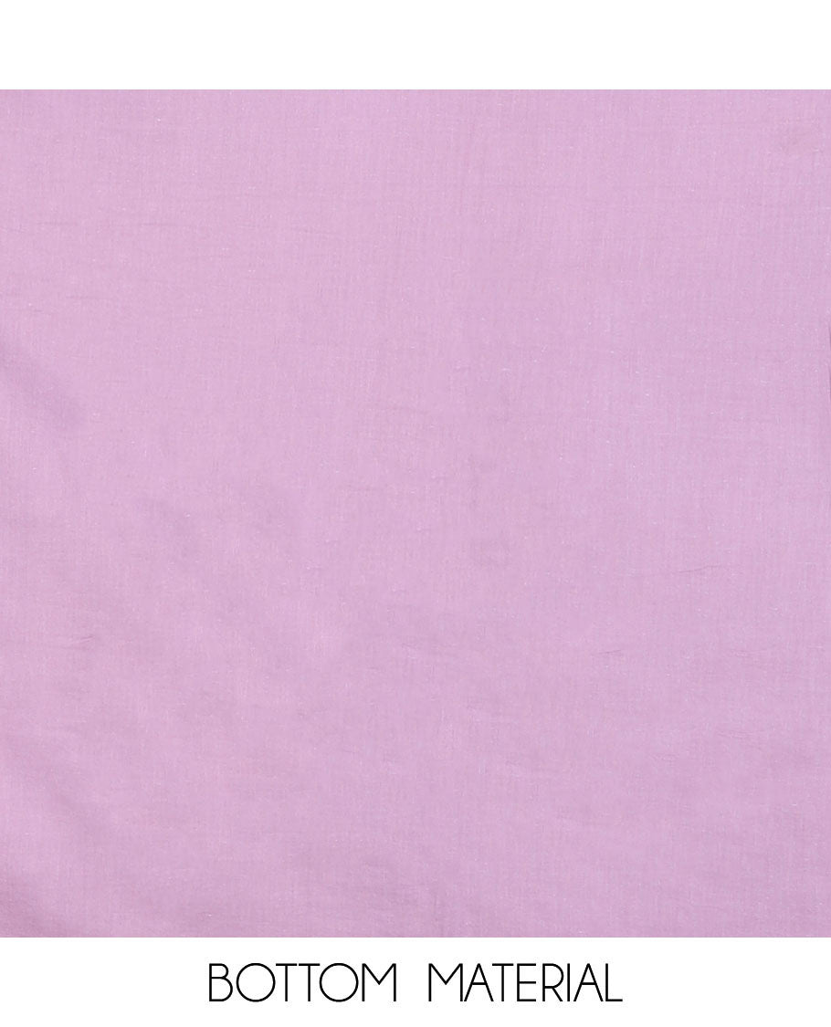 Lavender chudidar material set, floral print & floral embroidered, plain bottom & floral design dupatta