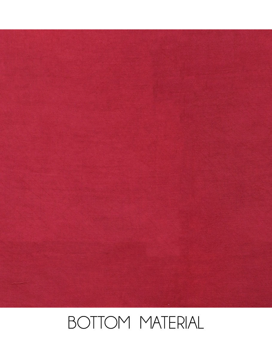 Maroon chudidar material set, ajrakh printed, plain bottom & intricately ajrakh printed dupatta