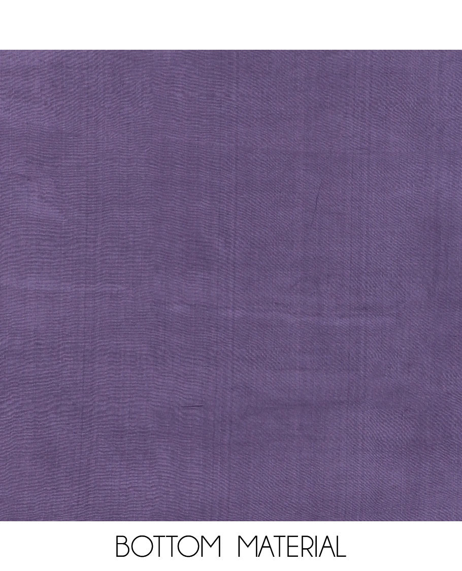 Lavender chudidar material set, geometric patterned printed top, plain bottom & stripes printed dupatta