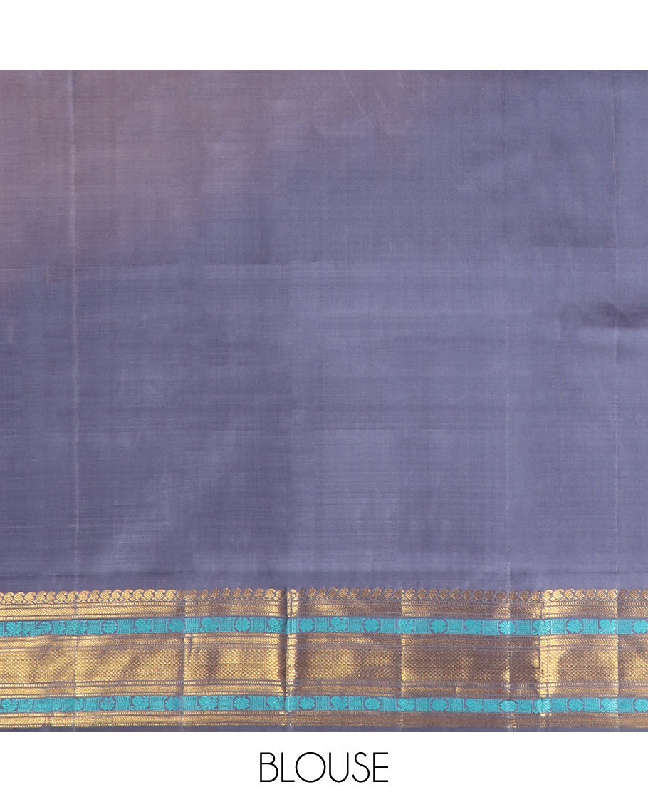 Pink Kanchipuram silksaree,contrast intricate pallu & korvai border of vanki manga,muthu,kathir,mayil,lavangam,kuyil kan