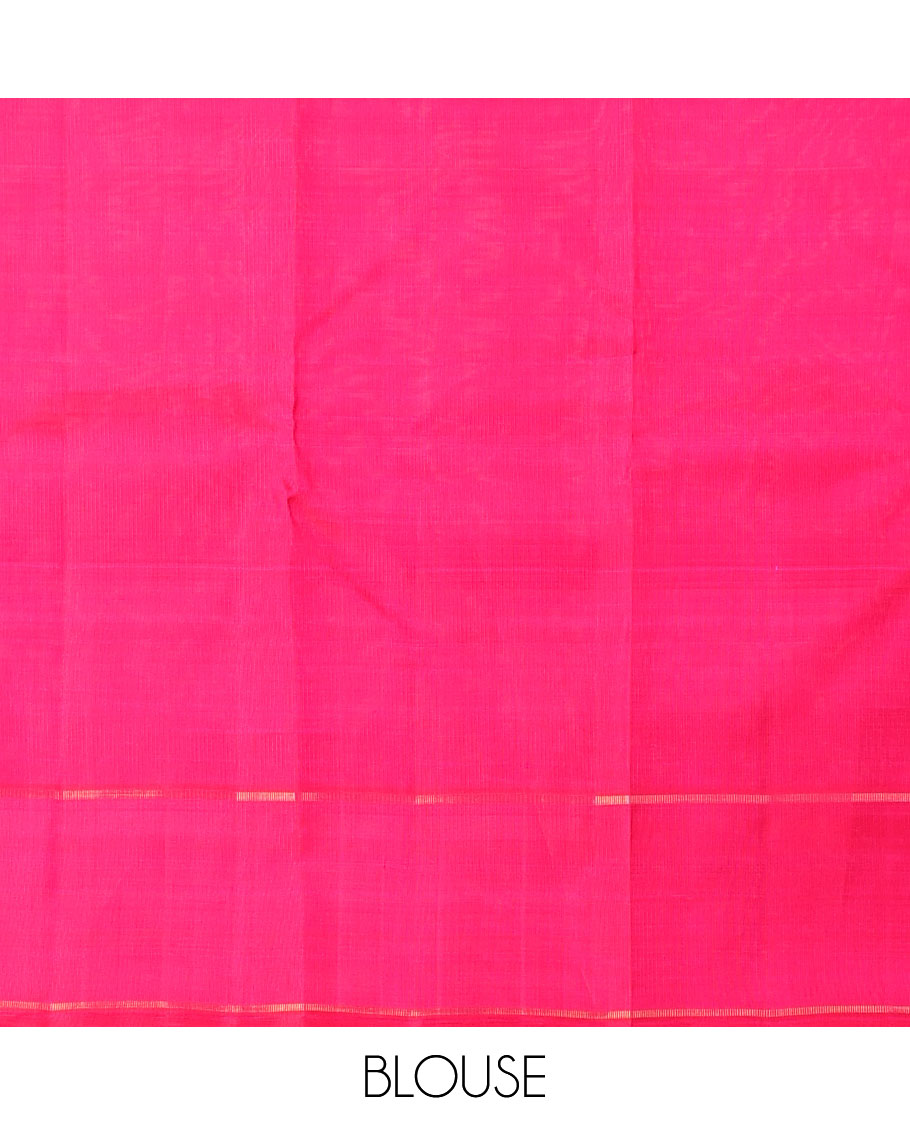 Pink checked silk saree with zari buttas, zari rettai pettu border & pallu of intricate designs