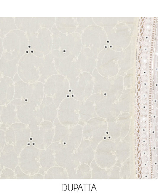 Multi-color chudidhar material set, embroidered & floral print top, plain bottom & floral vine embroidered dupatta