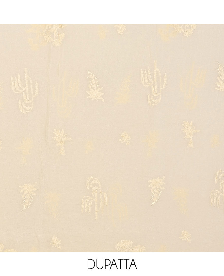 Multi-color chudidhar material set, embroidered & floral-print top, plain bottom & embroidered dupatta
