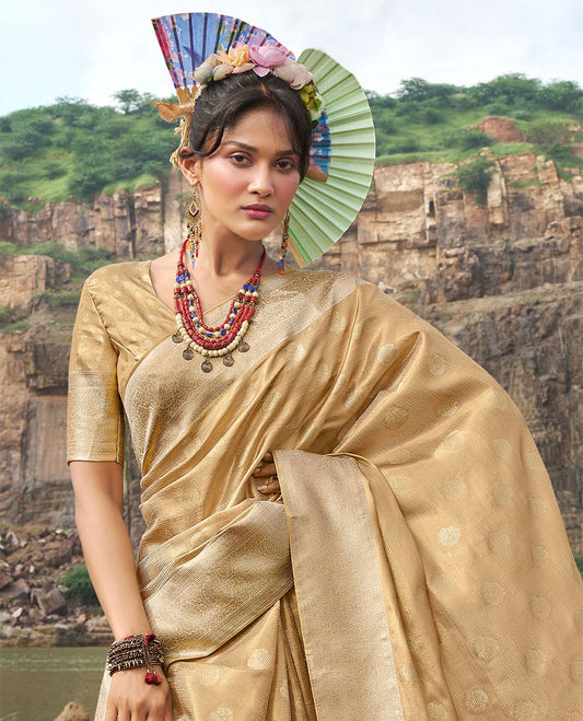 Gold designer catalog saree, traditional zari design border & pallu of intricate designs