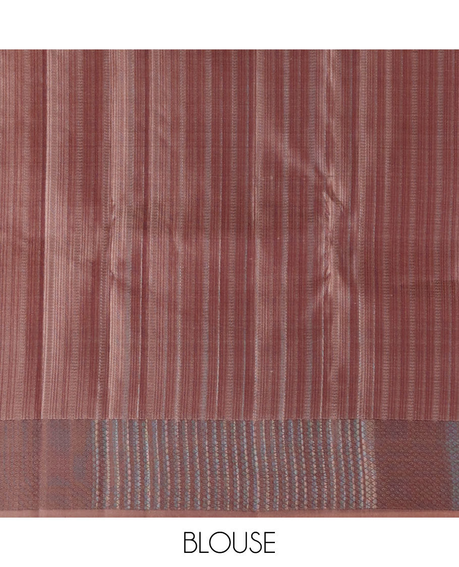 Brown jacquard Vasundhara 3D silk saree, jaal design pallu & zari border of poun, mayil arumbu manga & mayil kann