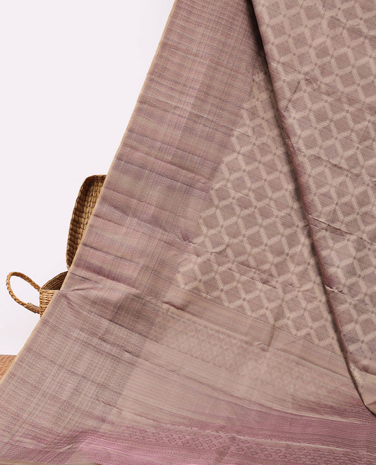 Brown jacquard Vasundhara 3D silk saree, intricate pallu & zari border of kamalam,neli,kathir & lavangam designs
