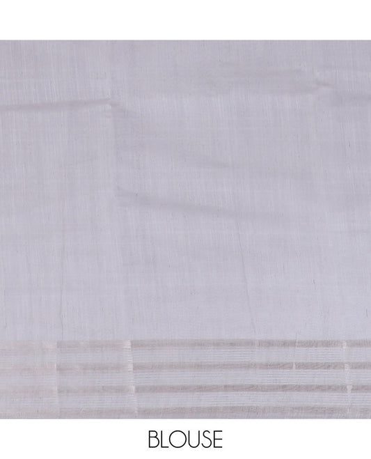 Grey floral printed budget cotton saree, striped border & pallu of floral print