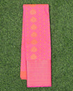 Pink embossed art-silk pavadai with zari buttas , self blouse & border of traditional designs