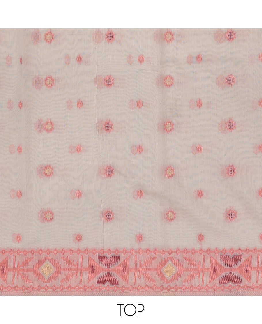 Cream chudidhar material set, unique motifs chanderi cotton top, contrast plain bottom, uniquely designed dupatta