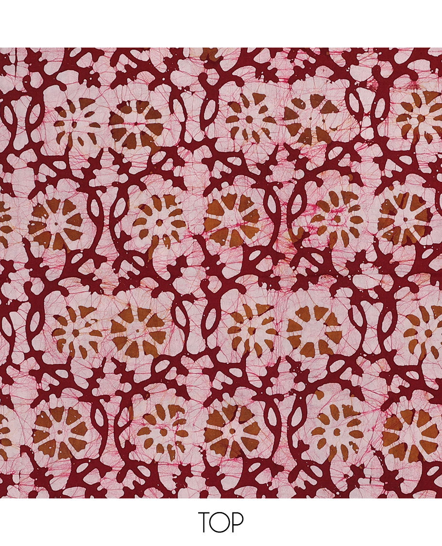 Pink chudidar material,floral vine batik-style printed  batik cotton top,contrast printed bottom & batik printed dupatta