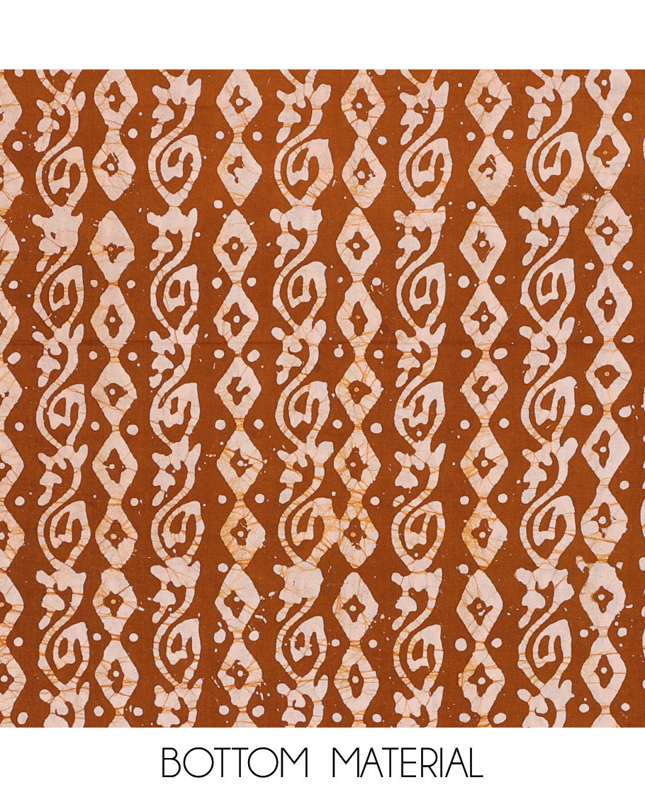 Pink chudidar material,floral vine batik-style printed  batik cotton top,contrast printed bottom & batik printed dupatta