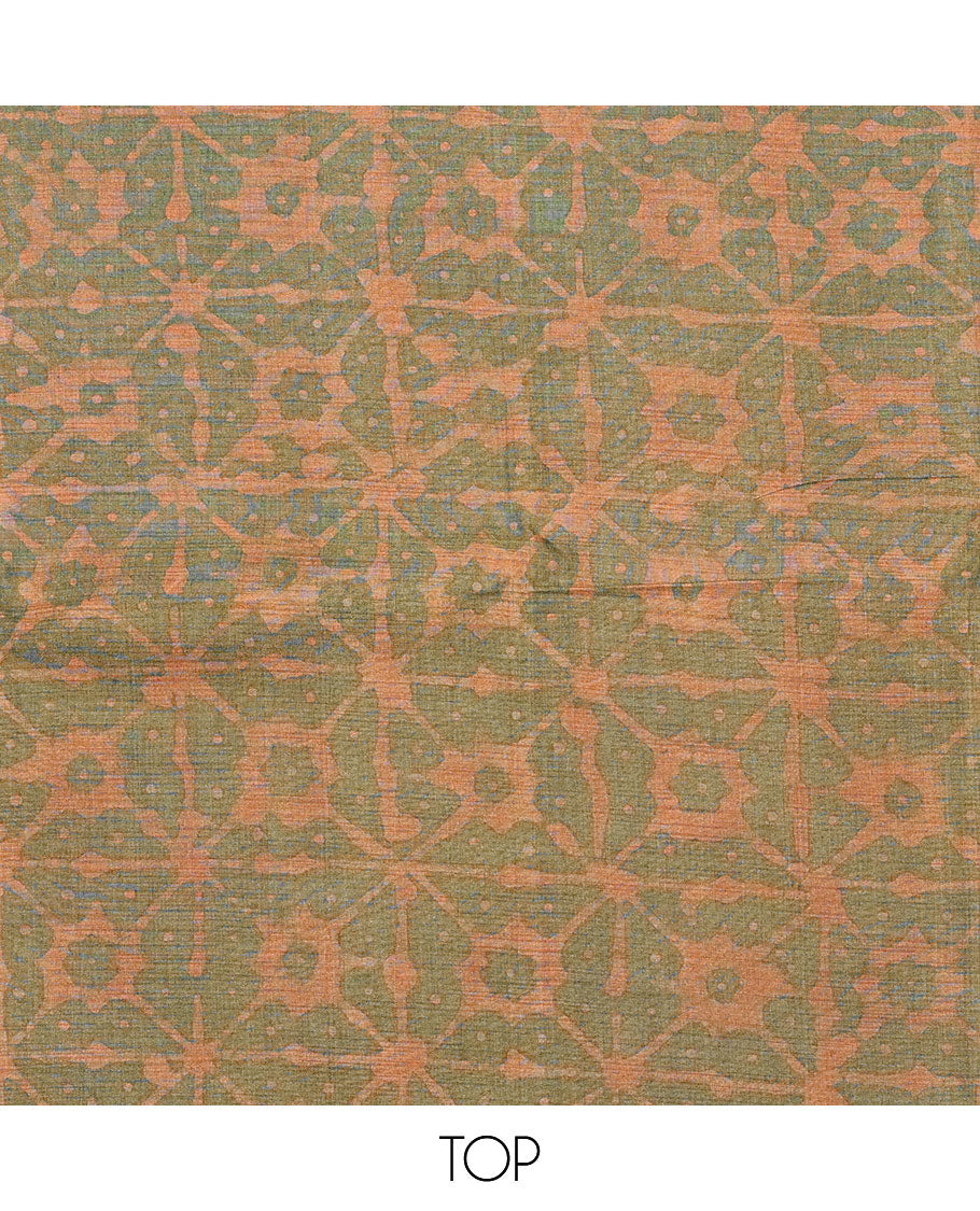 Green chudidhar material set, batik printed top, contrast batik printed bottom & batik printed dupatta