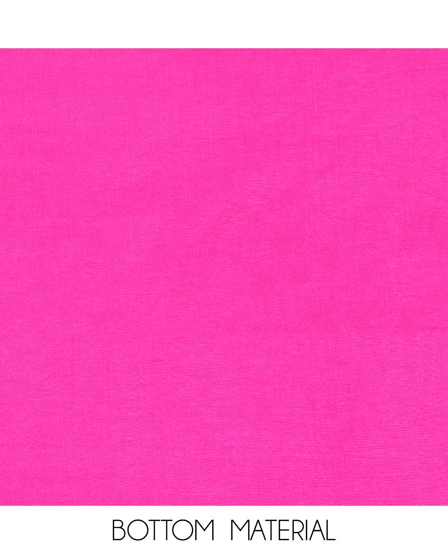 Pink chudidhar material set, jacquard banaras top, plain bottom & paisley design dupatta