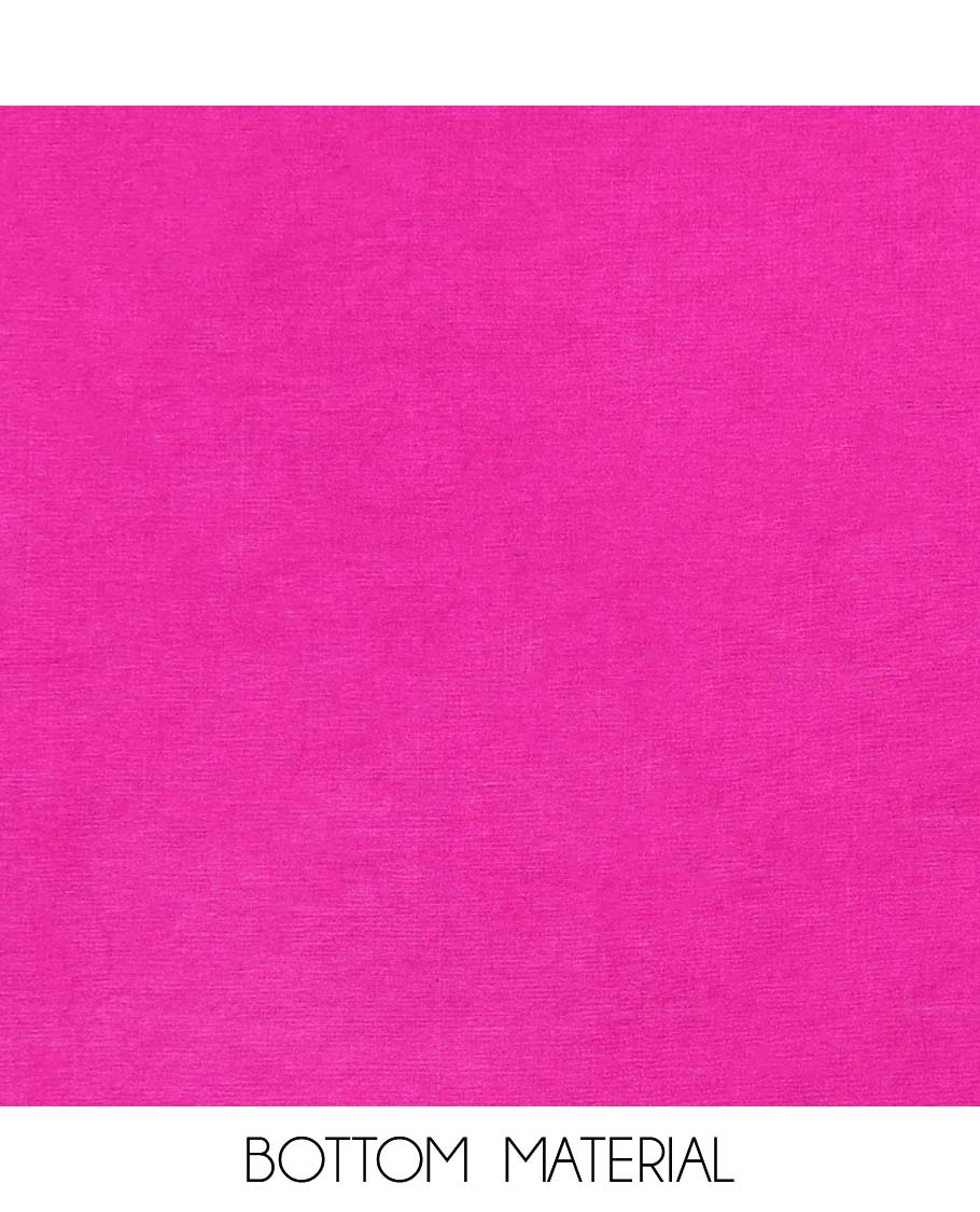 Pink chudidhar material set, jacquard banaras top, plain bottom & paisley design dupatta