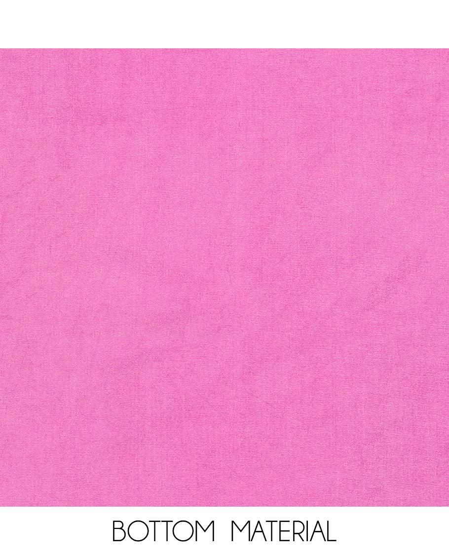 Pink chudidhar material set, jacquard banaras top, plain bottom & paisley design dupatta