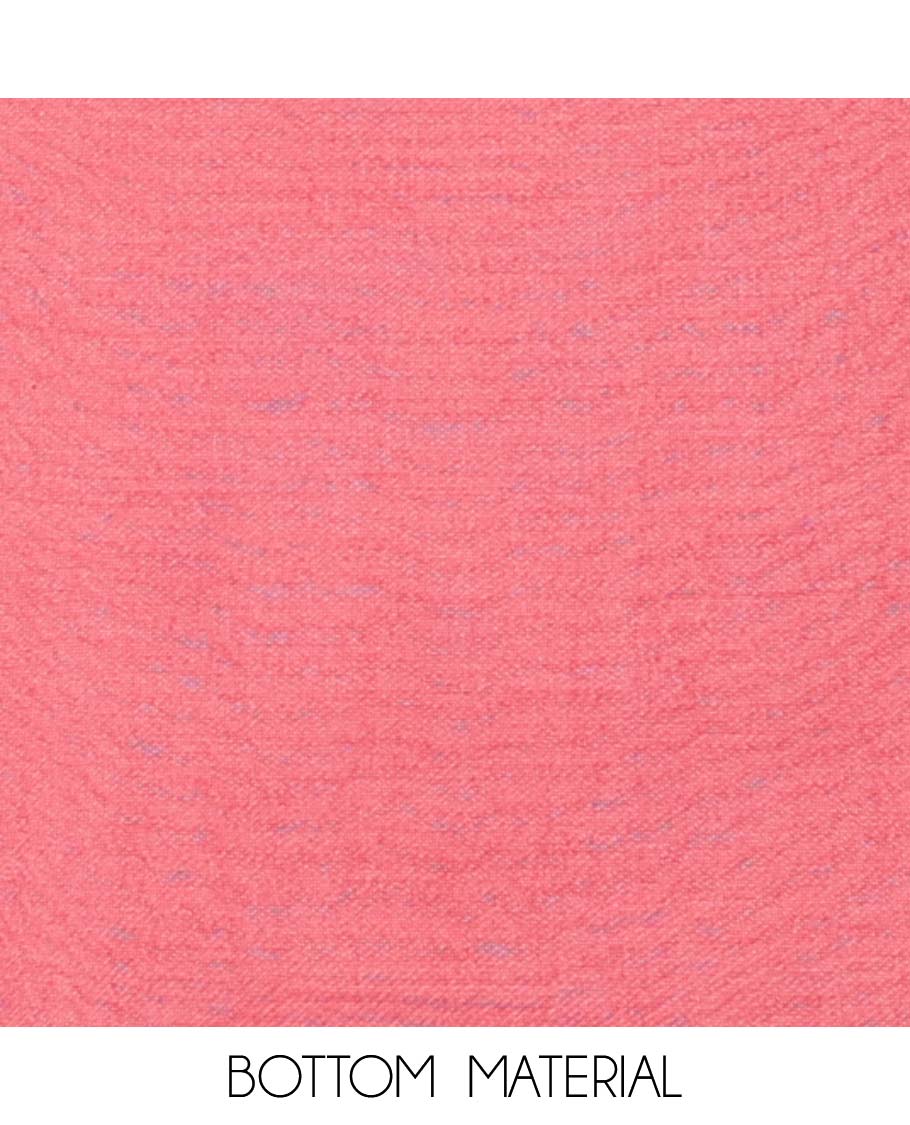 Pink chudidhar material set, embroidered v-neck top, plain bottom & zari design dupatta