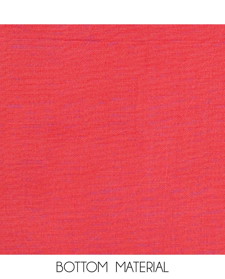 Pink chudidhar material set, embroidered v-neck top, plain bottom & zari design dupatta