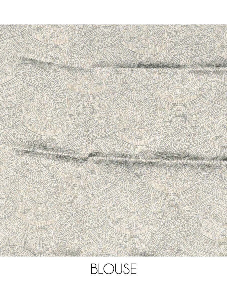 Gold floral vine embroidered semi-banaras tissue saree, scallop embroidered border & embroidered pallu