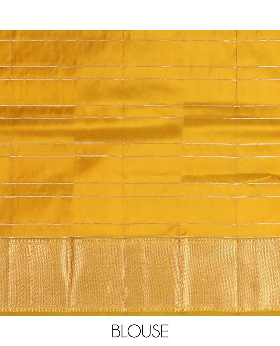 Blue checked & buttas silk saree, contrast border of rekku,rettai neli,kamalam,banaras & kodi visiry & jaal pallu