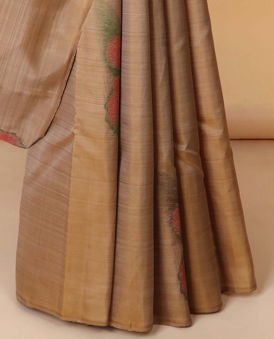 Borderless sandal butterfly buttas kancheepuram silk saree, contrast pallu of intricate designs