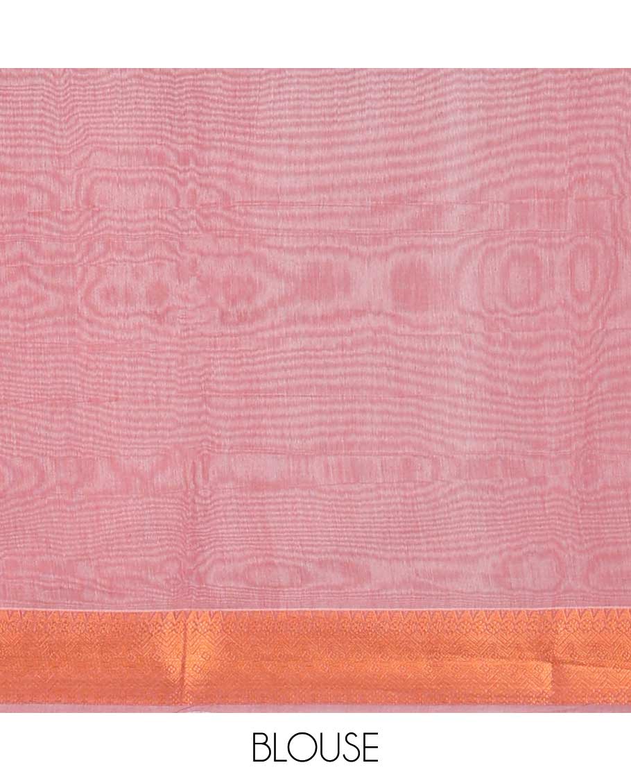 Yellow unique design semi-silk cotton saree, traditional zari border & floral & paisley pallu