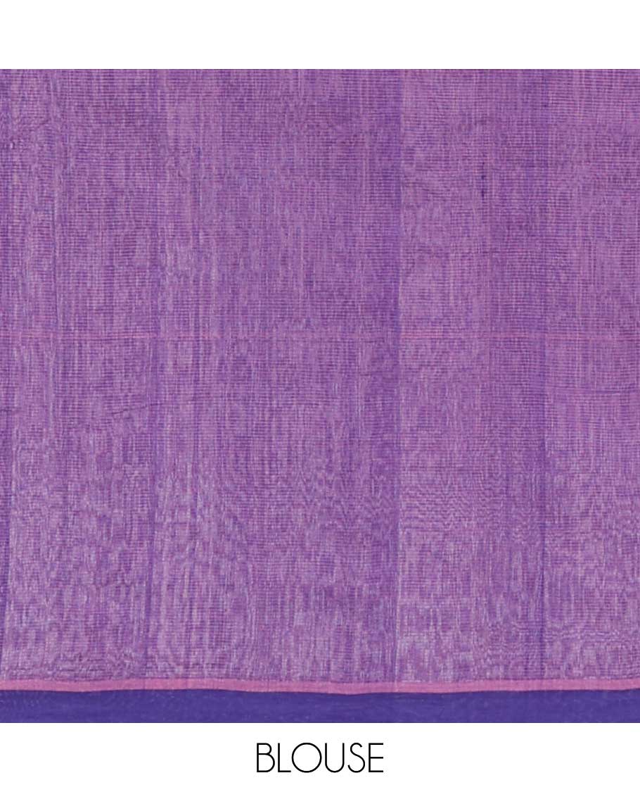 Pink plain design mangalgiri cotton saree, contrast plain border & pallu of stripes