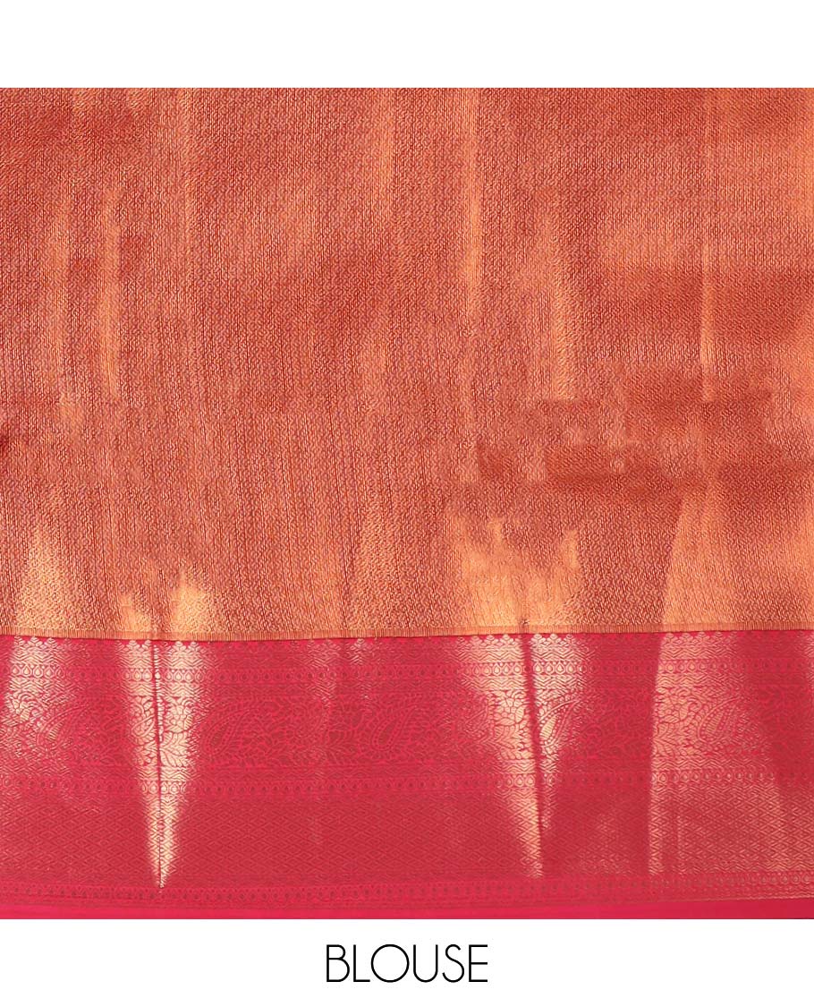 Brown jacquard budget silk saree, contrast traditional zari design border & intricate pallu