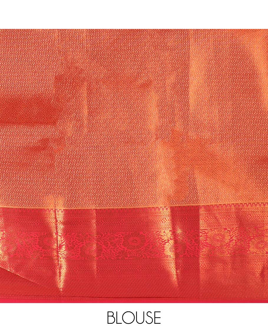 Pink jacquard budget silk saree, contrast traditional zari design border & intricate pallu