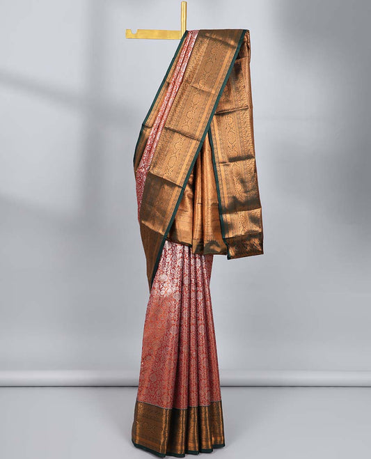 Maroon jacquard budget silk saree, contrast traditional zari design border & jaal pallu