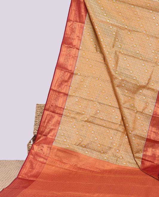 Yellow jacquard budget silk saree, contrast traditional zari design border & intricate pallu