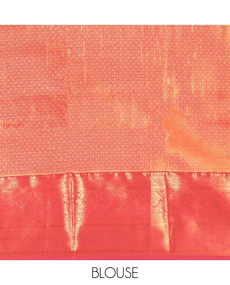 Pale brown jacquard budget silk saree, contrast traditional zari design border & jaal pallu