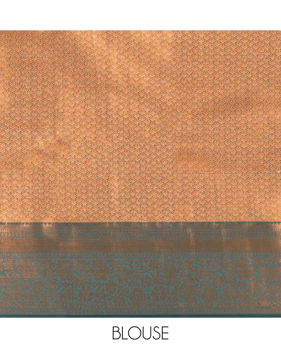 Sandal jacquard budget silk saree, contrast traditional zari design border & jaal pallu