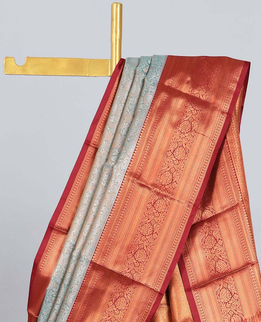 Blue jacquard budget silk saree, contrast traditional zari design border & intricate pallu