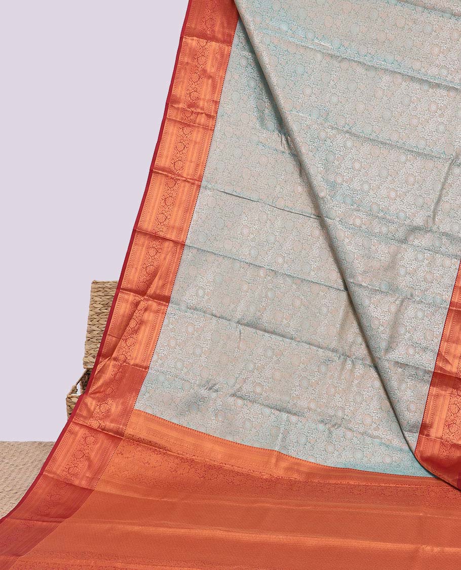 Blue jacquard budget silk saree, contrast traditional zari design border & intricate pallu