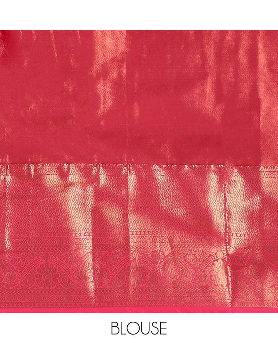 Brown jacquard budget silk saree, contrast traditional zari design border & jaal pallu