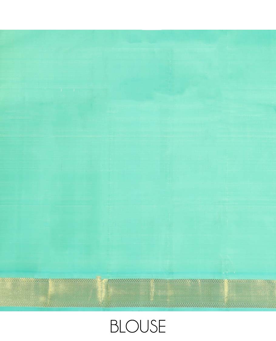 Green plain kancheepuram silksaree, contrast zari border of kathir & zari stripes & pallu of zari designs