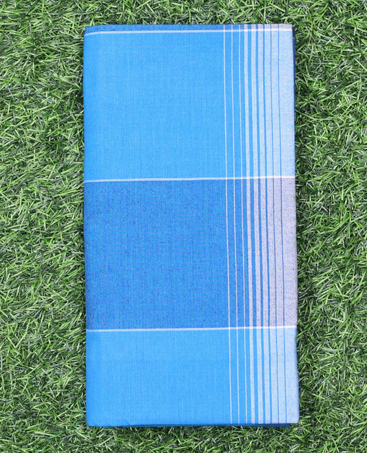 Blue striped design cozy pure cotton lungi