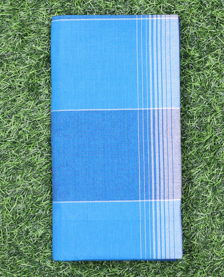 Blue striped design cozy pure cotton lungi