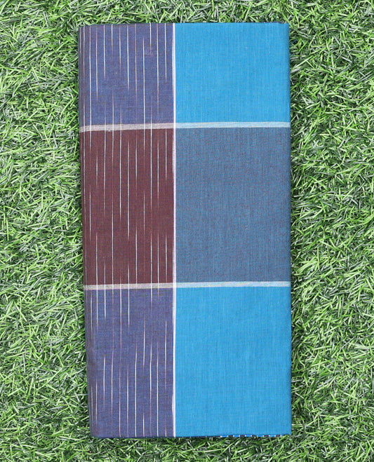 Multi-color large checked blocks & striped cozy pure cotton lungi