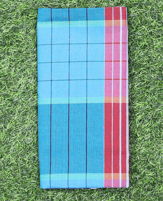 Blue checked design cozy pure cotton lungi