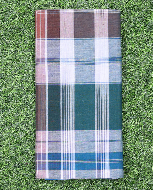 Multi-color unevenly checked cozy pure cotton lungi