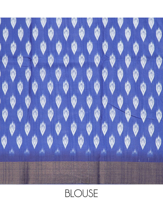 Brown ikkat printed semi-banaras dola saree, contrast border