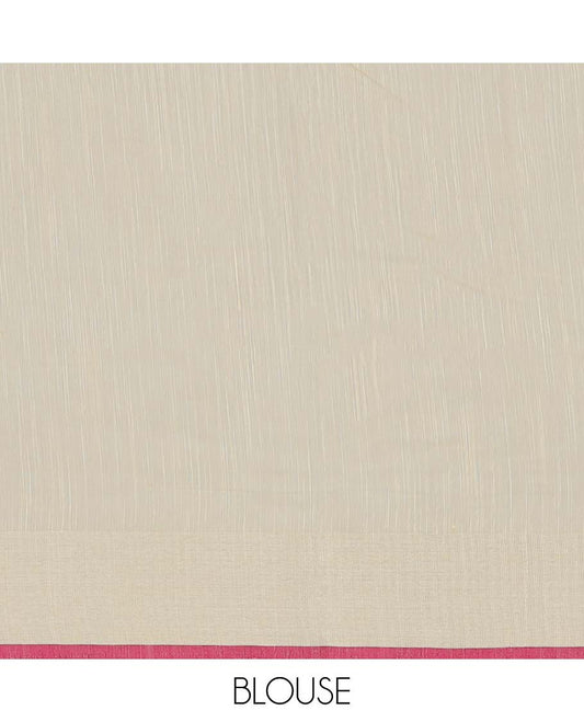 Pink ogee printed budget cotton saree, plain border