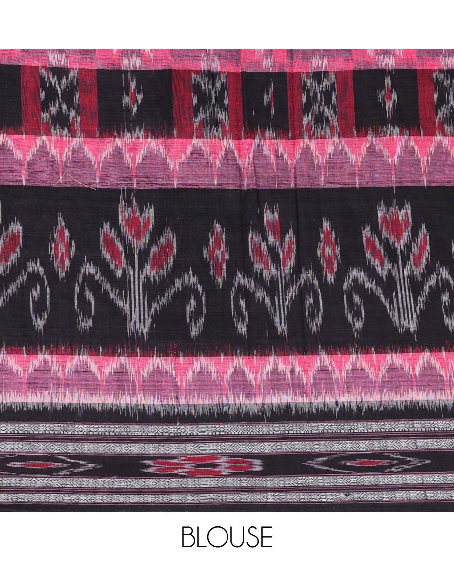 Multi-color butta enclosed checked cotton saree, ikkat border & intricate pallu