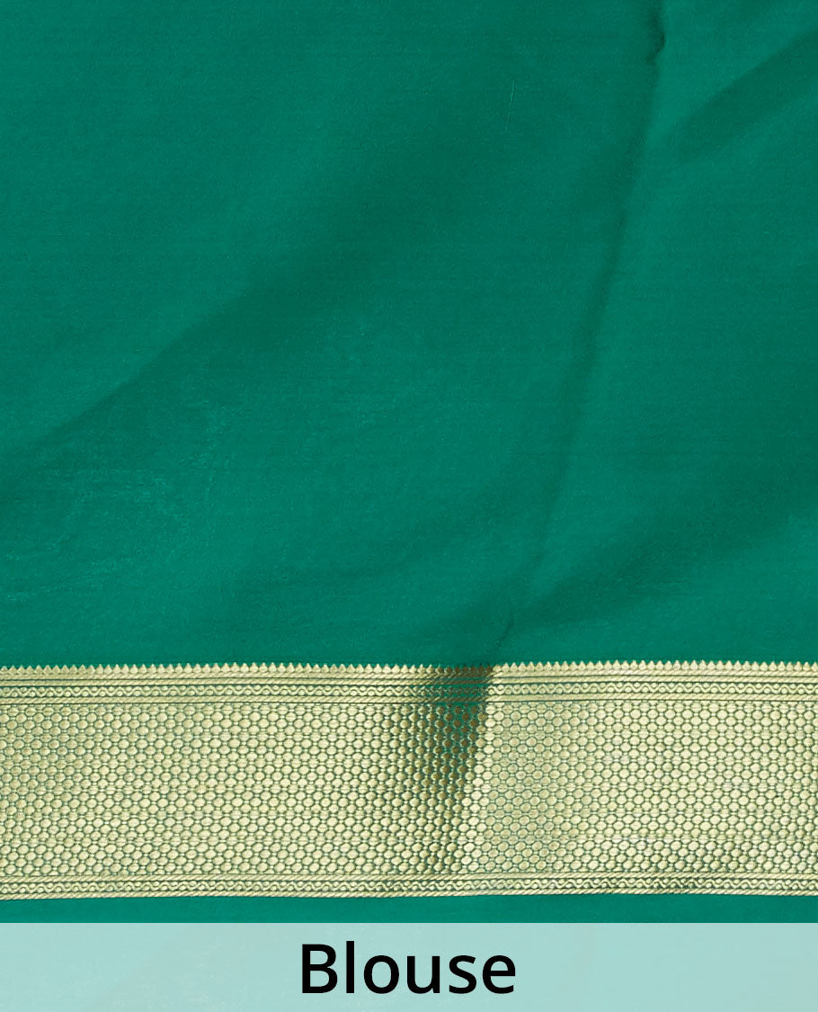 Mustard pichwai cows & lotus motifs printed mysore silk saree, contrast traditional design border