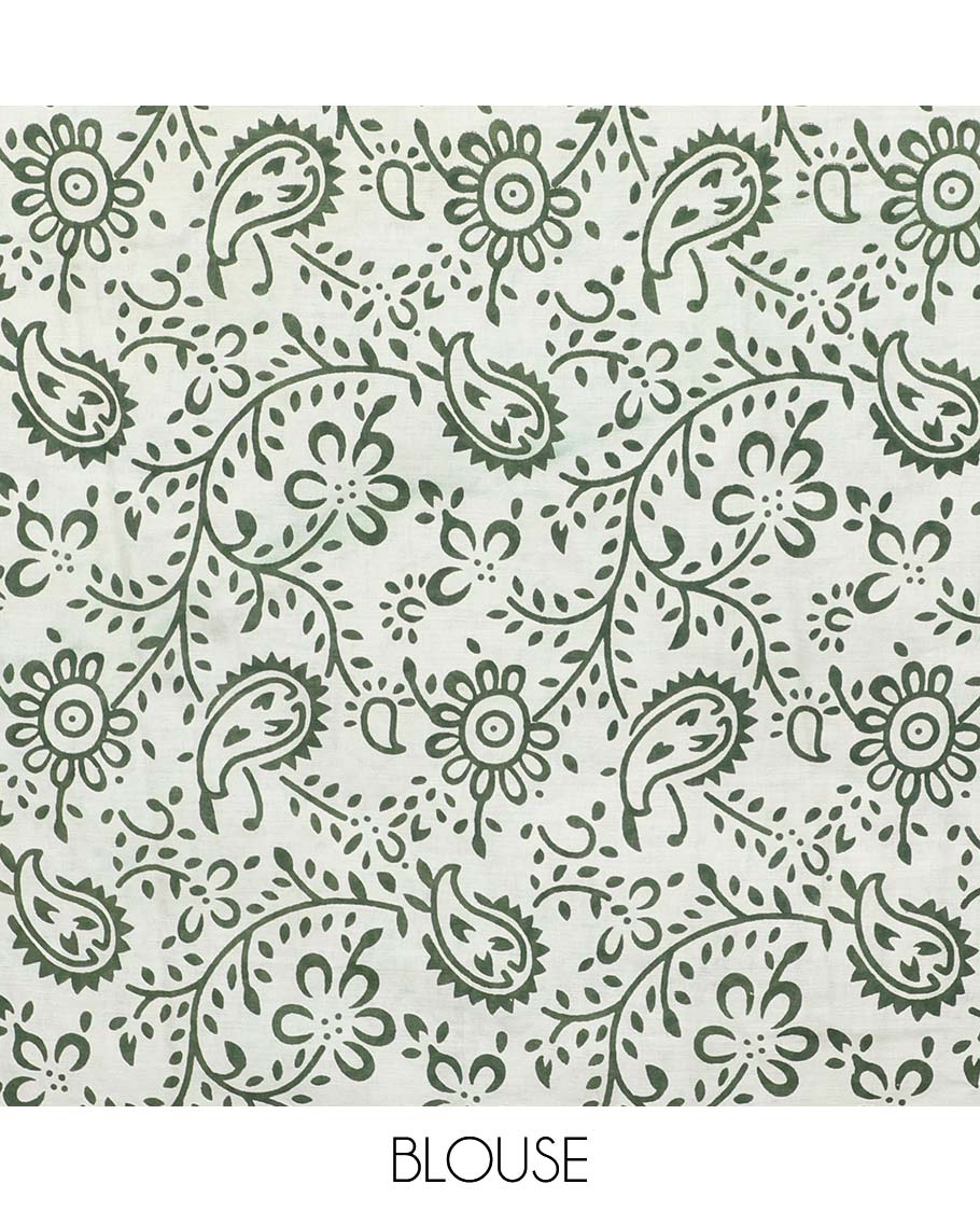 Multi-color flora & fauna printed mul-mul cotton saree, printed border & paisley printed pallu