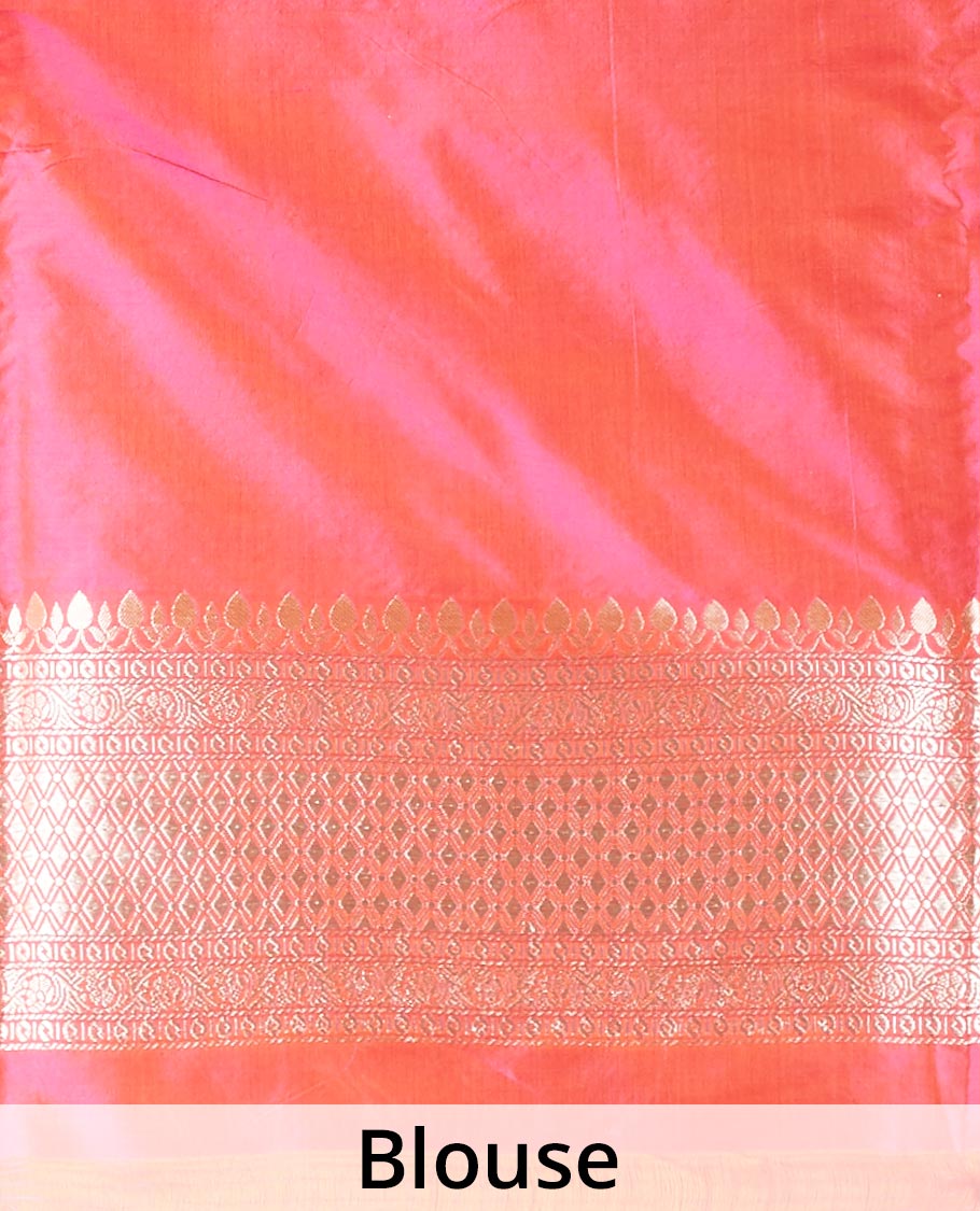 Pink jacquard design pure banaras silk saree, zari border of traditional designs