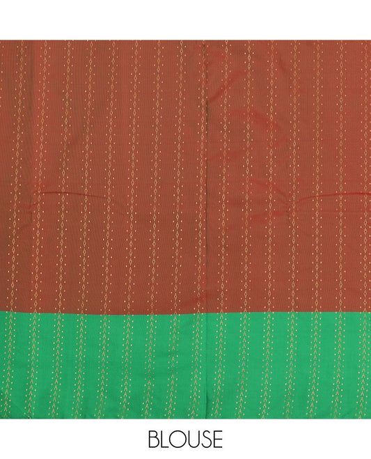 Pink aarani gift saree with buttas, contrast border of unique designs