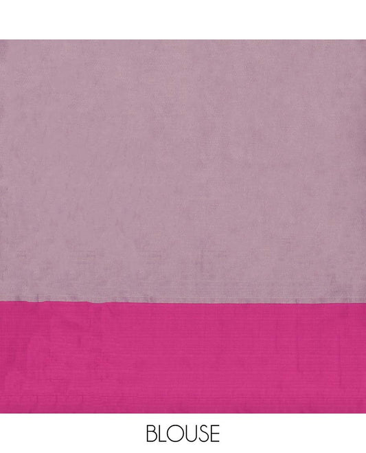 Purple aarani gift saree with stripes, contrast unique design border